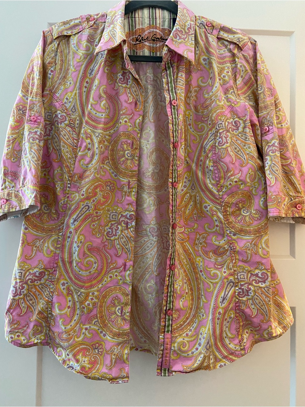 Robert Graham Pink Yellow Paisley Button-Up Shirt - Picture 2 of 5